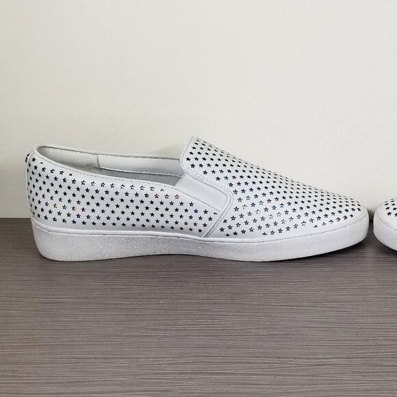 Michael Kors Perforated Star Leather Slip on shoes, White, Womens Size 10 M / 41 - Picture 7 of 12